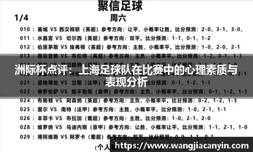 洲际杯点评：上海足球队在比赛中的心理素质与表现分析